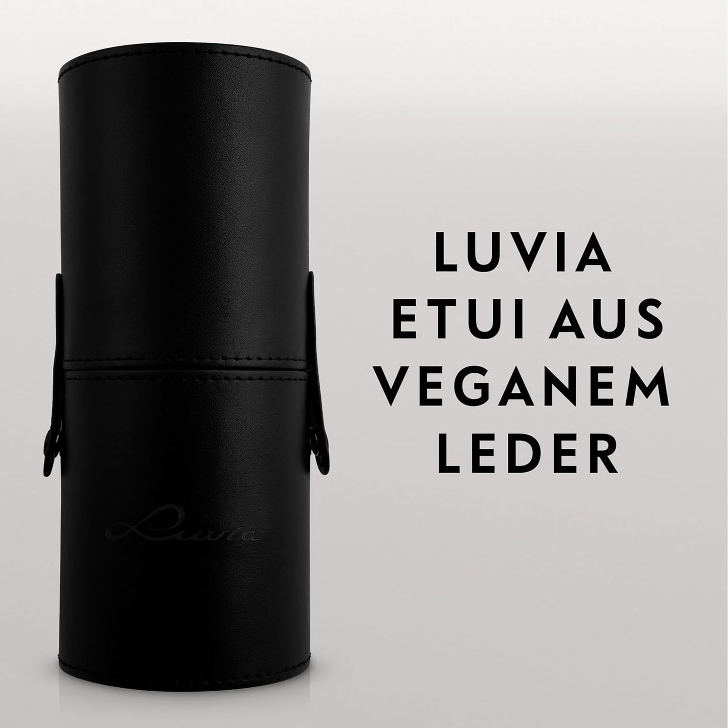Make-Up Pinselset 15-Teilig Vegan | 12 Profi Schminkpinsel | Inkl. Blender, Reinigungsmatte & Pinselaufbewahrung Aus Veganem Leder | Prime Vegan Black | Schwarz | Luvia