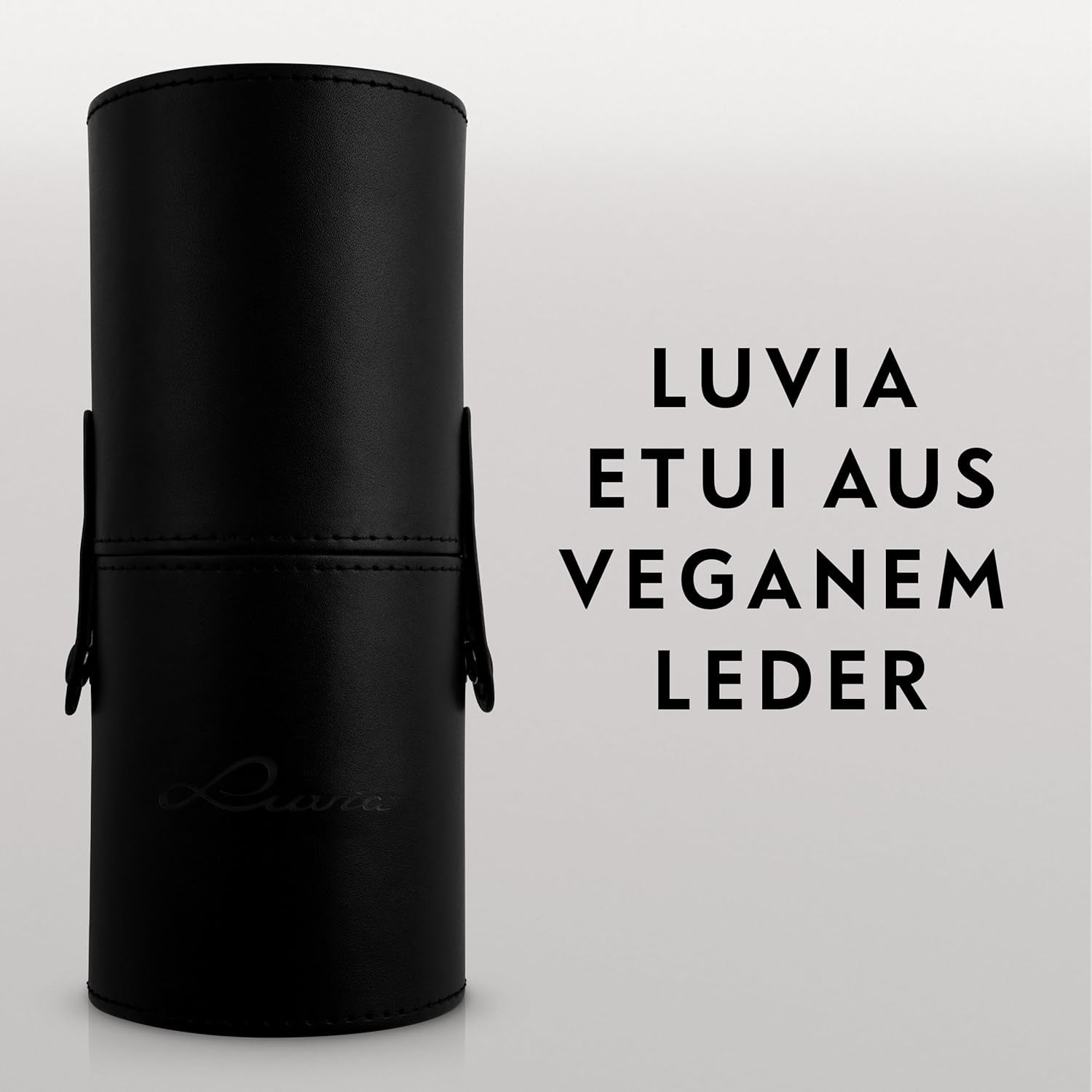 Make-Up Pinselset 15-Teilig Vegan | 12 Profi Schminkpinsel | Inkl. Blender, Reinigungsmatte & Pinselaufbewahrung Aus Veganem Leder | Prime Vegan Black | Schwarz | Luvia