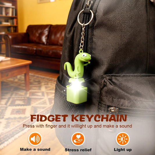 Duckys Quacking Fidget Toy, anti Stress Spielzeug Tiere, Ente Schlüsselanhänger Lustig, Eidechse Clicker Spielzeug, Frosch Fidget Toy Stressabbau Erwachsene Gadgets Für Antistress (#A+B+C+D)