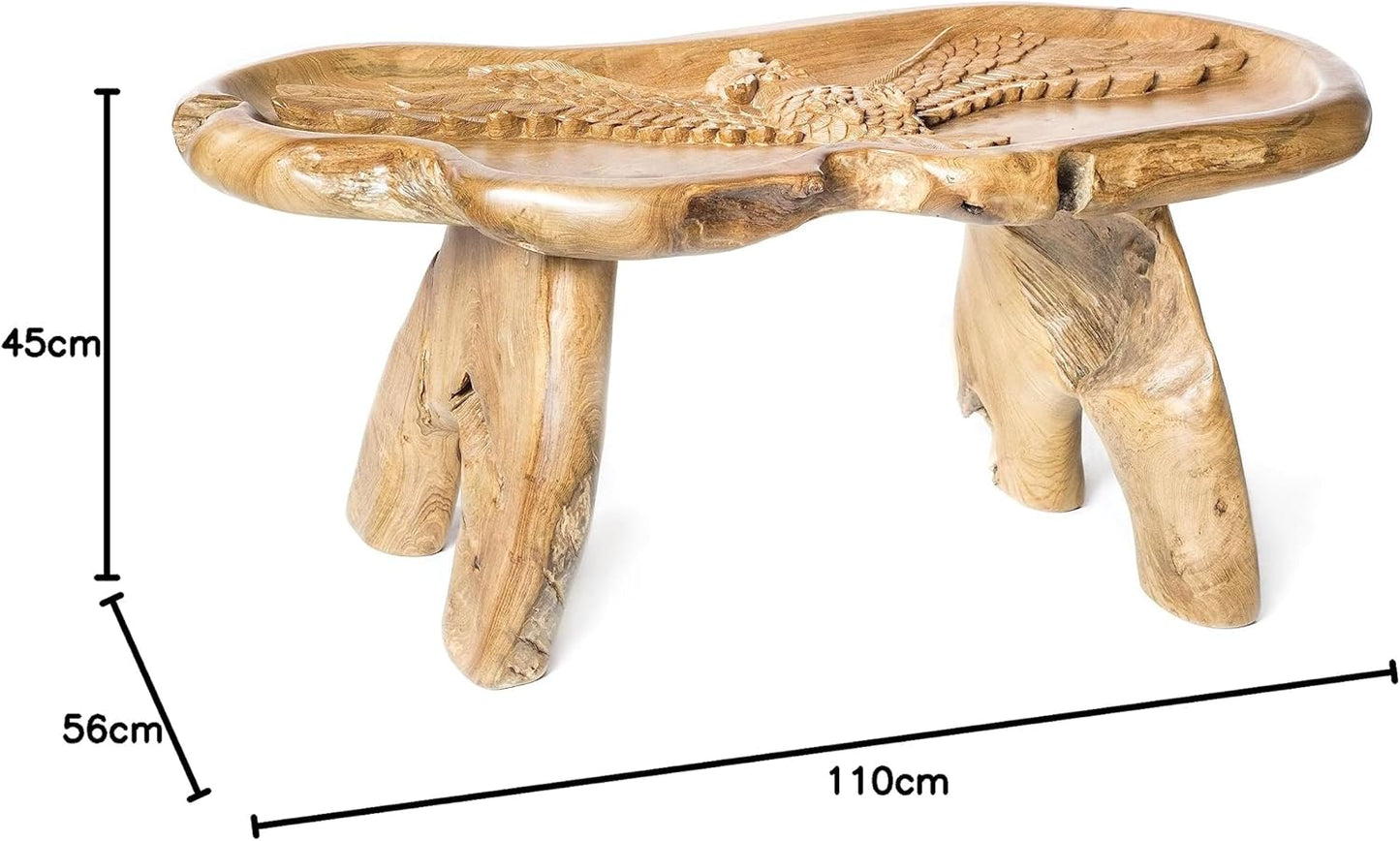 Windalf Couchtisch IDA L: 110 Cm Fliegende Eule Handarbeit Aus Wurzelholz