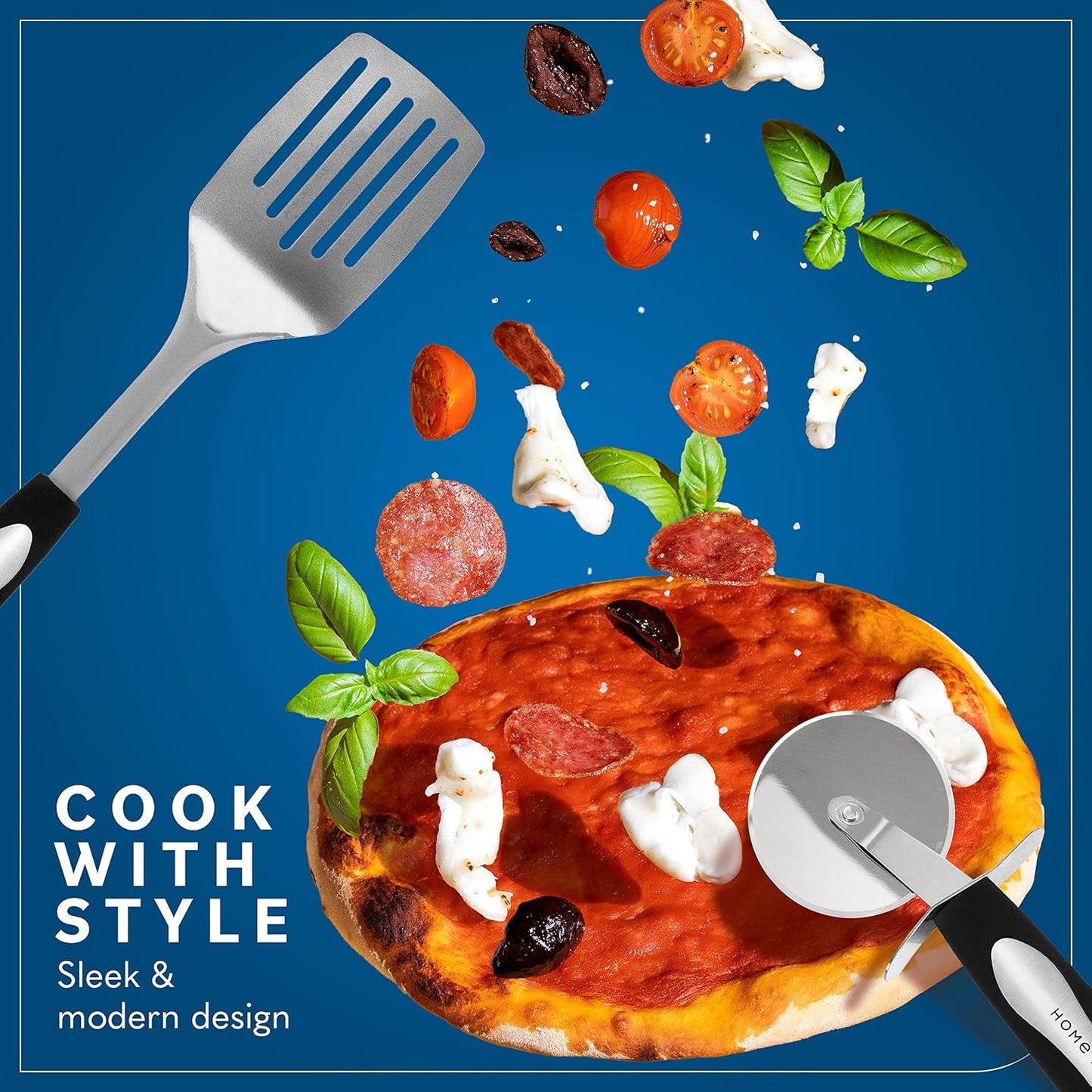 Küchenutensilien Set Kochset - Antihaft Hitzebeständiger Küchenhelfer Set - Pfannenwender Kochlöffel Set - Küchen Gadgets (41-Tlg Edelstahl Set)