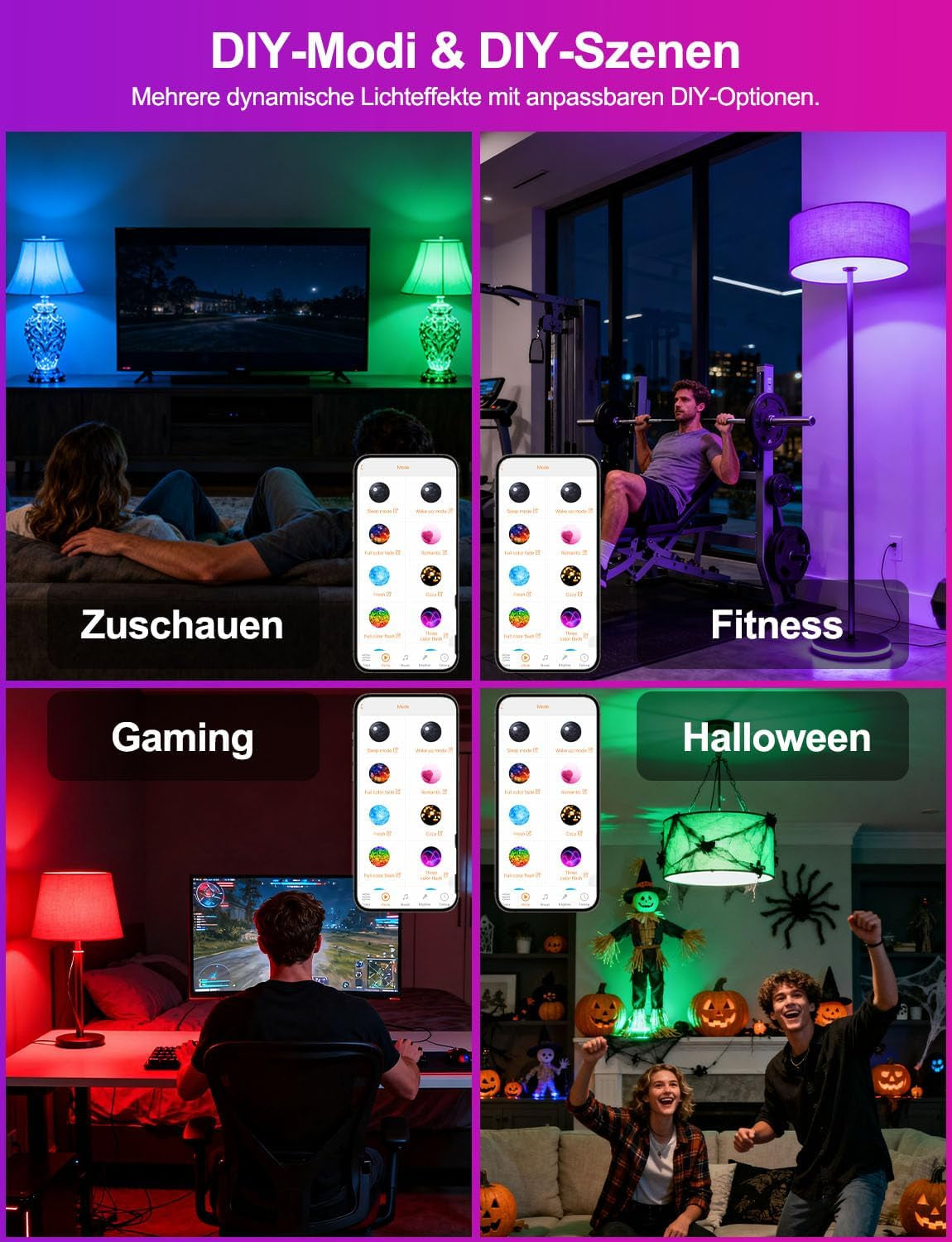 Ilc Alexa-Glühbirnen, Funktioniert Mit Alexa (Echo-Geräte Erforderlich), 12 W E27 Schraube, LED, Smart-Glühbirne, Farbwechsel, Farbtemperatur, Abstimmbar, 2700 K-6000 K + RGB (4 Stück)