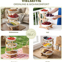 Obstständer 3-Stöckig Aus Bambus, Mehrstöckiger Obstkübel Mit Schalen, Küchenorganizer Für Obst Und Snacks, Deko-Etagere Aus Bambus