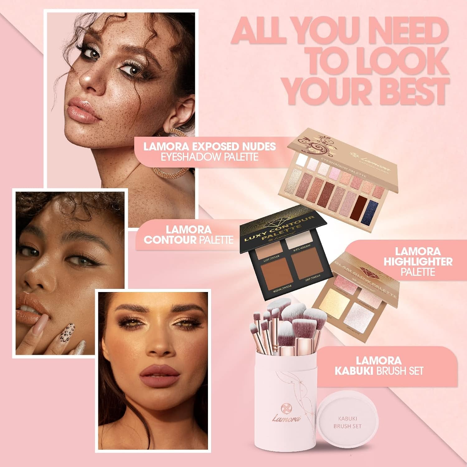 Make-Up Pinselset Kosmetik Kabuki - 10 Teiliges Premium Schminkpinsel Set (Puderpinsel Foundation Pinsel Inkl.) - Ideal Für Puder, Cremige Oder Flüssige Foundation - Super Geschenkidee