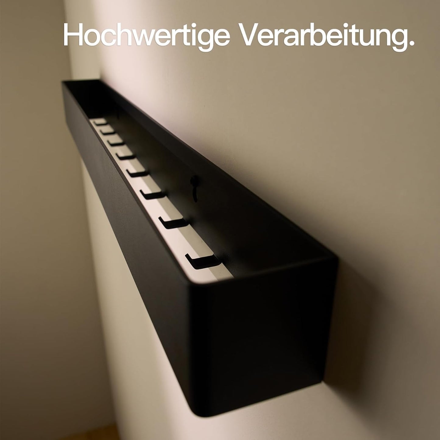 Designfabrik Hamburg Wandgaderobe | Garderobe Mit Verdeckten Wandhaken | Garderobenleiste Aus Metall | Kleiderhaken | Garderobe Modernes Design 80 Cm Matt Schwarz