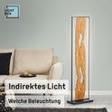 Lightbox LED Stehlampe | 120 Cm | Holz Standleuchte Mit Fuß-Druck-Schalter & LED Profilband | Wohnzimmer Deko Lampe | Aus Aluminium/Metall/Kiefernholz in Schwarz | Contemporary/Industrial Style