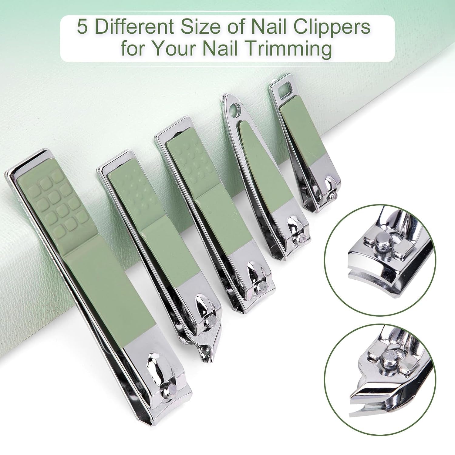 Madenia Nagelknipser Set Professionelle: 35 in 1 Tragbaren Maniküre Pediküre Set Für Zuhause & Reisen, Edelstahl Nagelknipser Beauty Nagelpflege Werkzeuge Kit Für Männer Und Frauen (Grün)