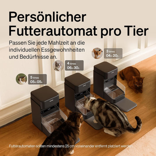 PETLIBRO Futterautomat Katze RFID, 5G Wi-Fi Katzenfutter Automat, Futterspender Katze Mit Collar-Tag-Sensor, Automatischer Katzenfutterspender Mit App, 1–10 Mahlzeiten, 3L, Schwarz
