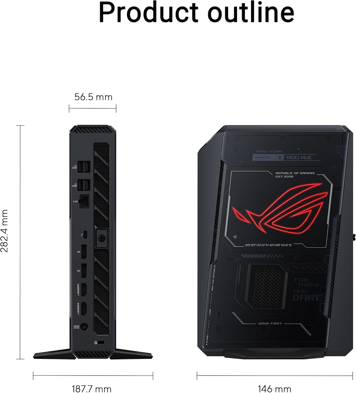ASUS ROG NUC 15 Tall Mini PC RNUC15JNK9X28AA2 (Intel Core Ultra 9 275HX Prozessor, NVIDIA Geforce RTX 5080, 2TB Speicher, 16X2 GB RAM, Intel Wifi 7, Windows 11 Home, Mit Eu-Netzkabel)