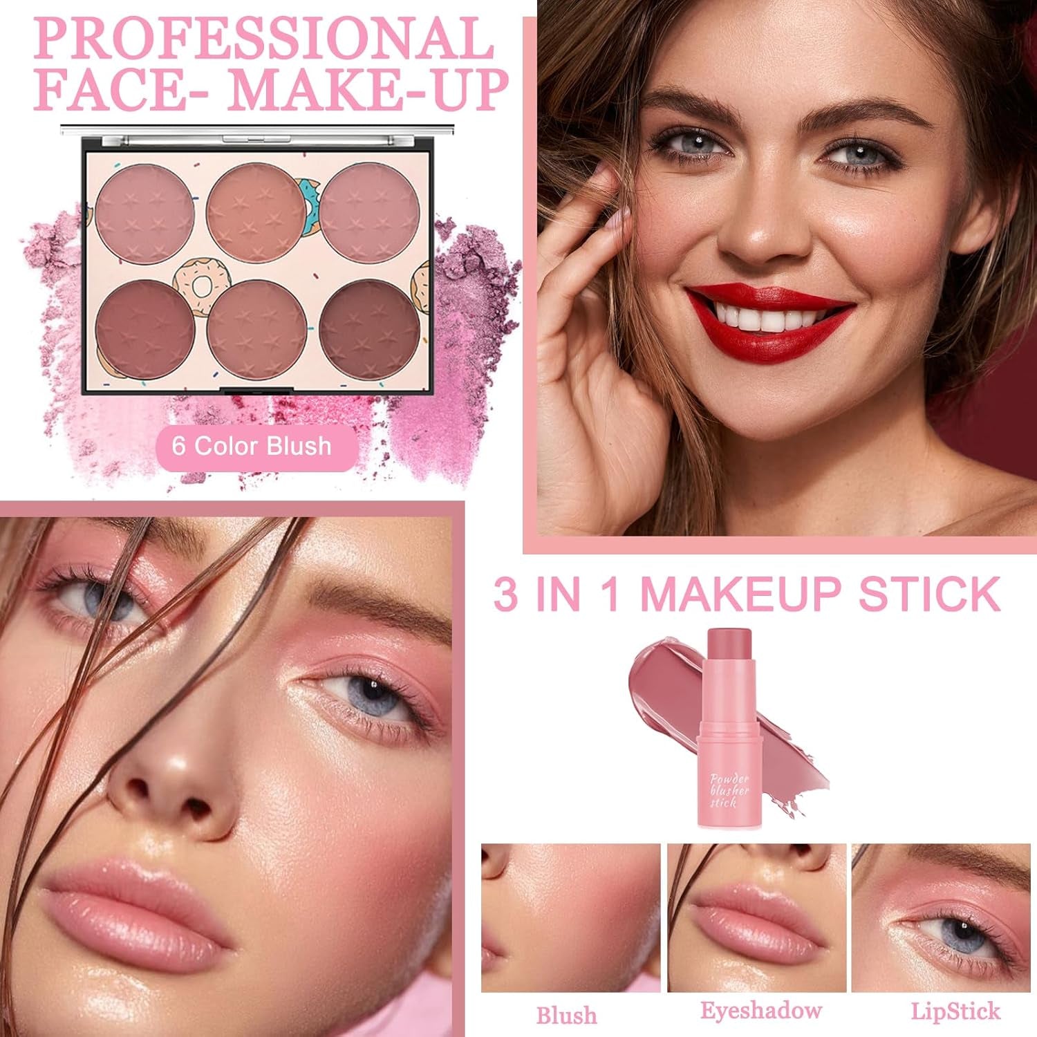 Make up Set Für Den Perfekten Full Face Look, 43-Teiliges Make up Set Für Frauen Mit 60 Color Lidschatten, Mascara, Eyeliner, Lipgloss, Makeup Set Für Unterwegs
