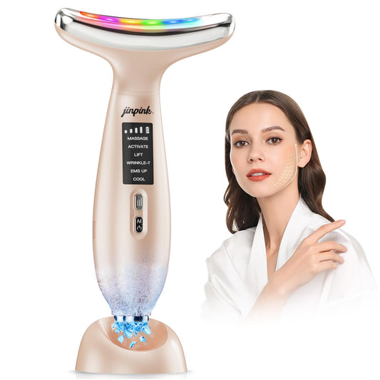 Gesichtsmassagegerät Gegen Falten Face Massager: EMS Gerät Gesicht Mit 5℃ Kälte Und 45℃ Wärme – Gua Sha Elektrisch Mit 6 Modi 7 Farben LED – Neck Beauty Device Zur Lifting & Straffung Für Damen Herren