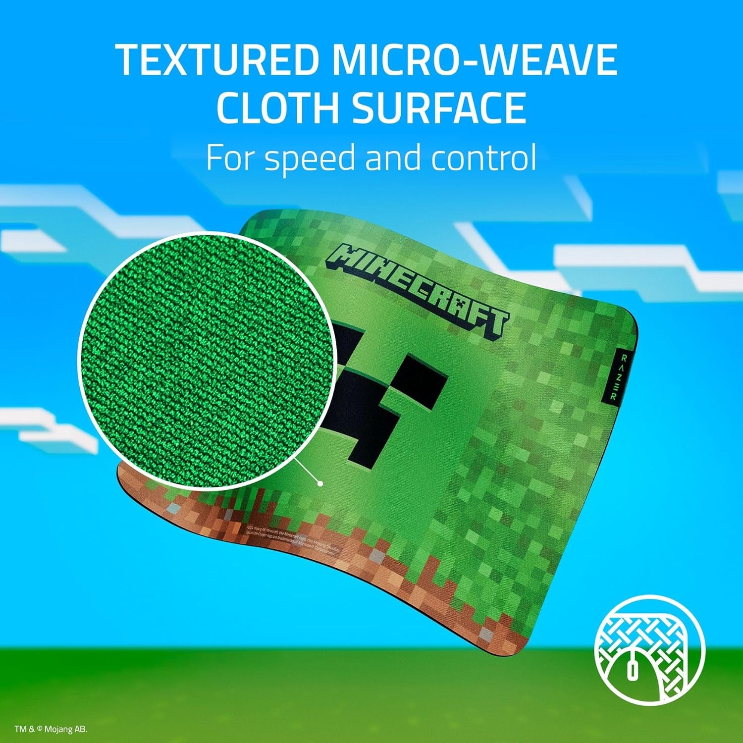 Razer Gigantus V2 Stoff-Gaming-Mauspad (Mittelgroß): Strukturierte Microweave-Stoffoberfläche, Dicker, Hochdichter Gummischaum, Rutschfeste Unterseite, Minecraft-Edition