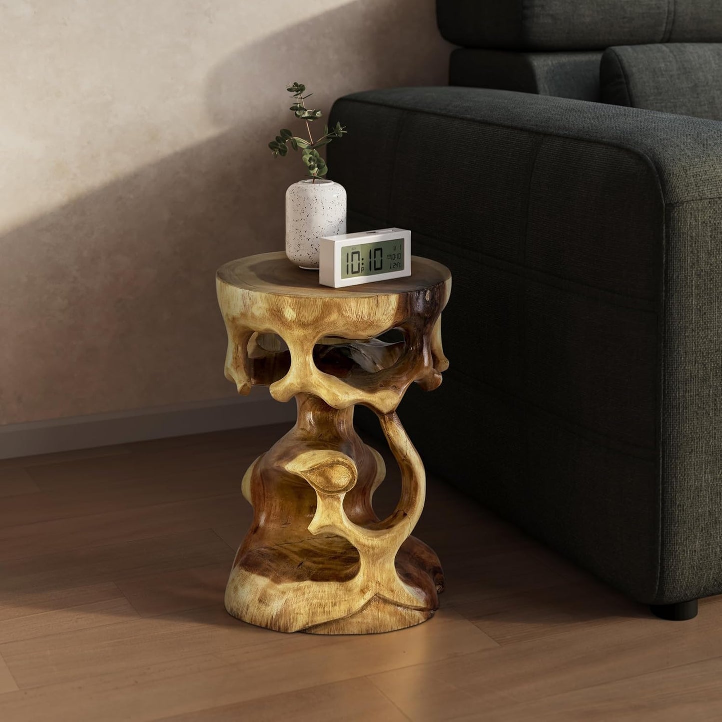 Holzhocker Rund Natur Holz Hocker Möbel Ca. 40 Cm Blumenhocker Massiv Unikat Beistelltisch Ablagetisch