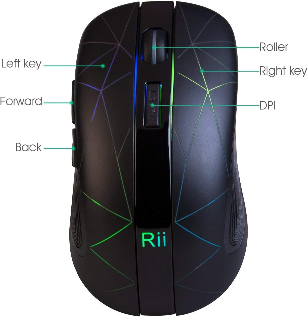 Kabellose Funkmaus, 2.4G Optische Maus Mit USB Nano Empfänger, 7 LED Beleuchtung Für Windows/Mac/Linux, Office Home, Schwarz