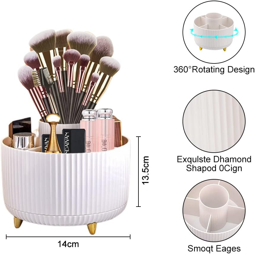 Kosmetik Make up Organizer, 360°Drehbarer Pinsel Organizer, Kosmetikregal, Lidschattenpinsel Lippenstift Etui, Kosmetik Organizers Für Zimmer Decor Frisiertisch, Schlafzimmer, Bad