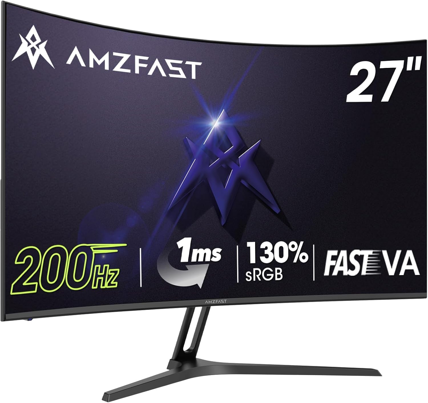Amzfast 27 Zoll Curved Gaming Monitor - 200Hz, 1920X1080 FHD, Fast VA Panel, 1500R, 1Ms Gtg, Srgb 130%, 3000:1 Contrast, HDR, Adapive Sync, Blaulichtfilter, VESA 100 * 100, HDMI2.0&DP1.2 - AMZG27C1