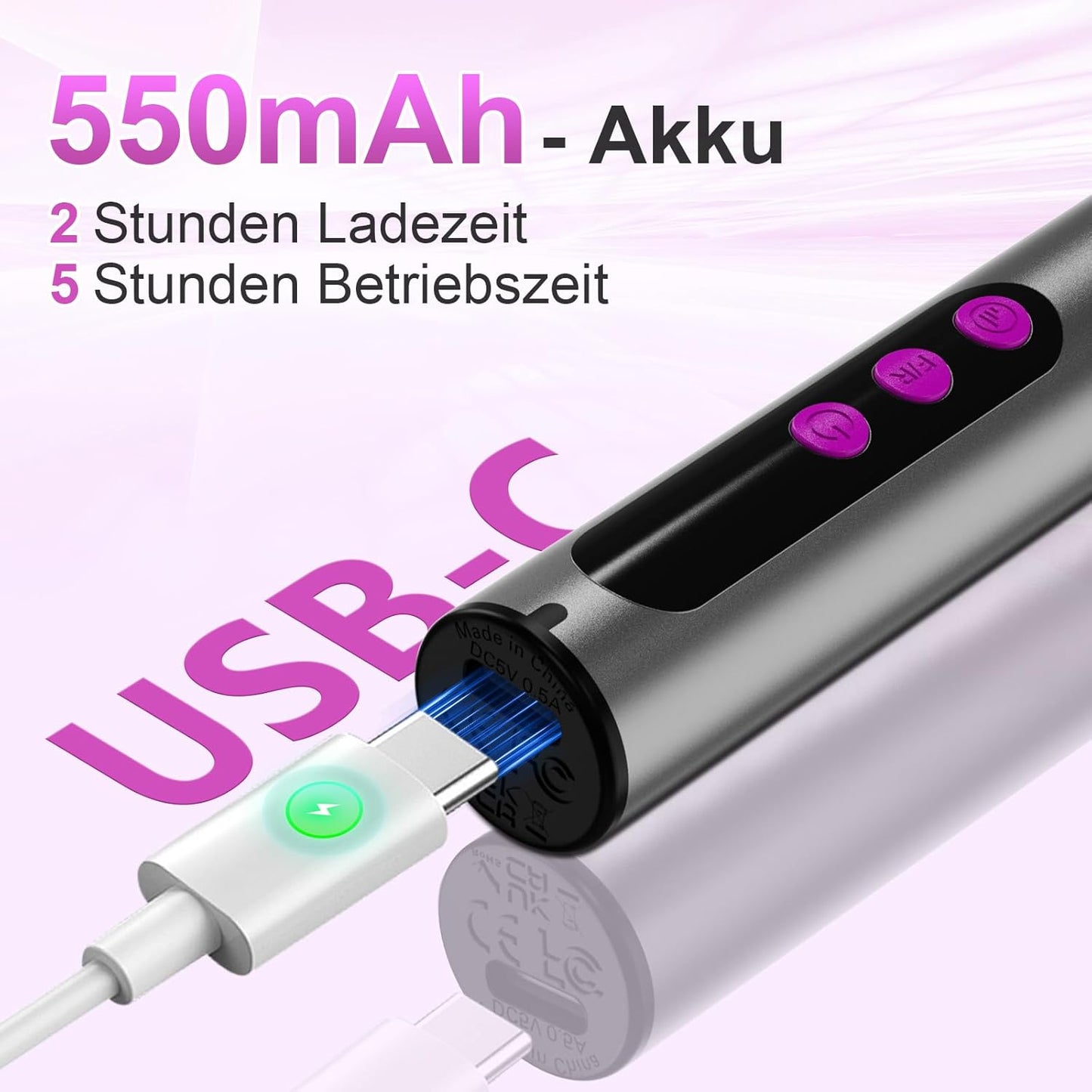 Nagelfräser Kabellose Elektrische Nagelfeile - 35000 U/Min Nagelfräser Für Gelnägel, 12 in 1 Professionell Fräser Für Nägel & Acrylnägel, Maniküre Pediküre Set Mit 5 Geschwindigkeiten