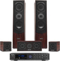 Fenton HF5B - Heimkino Musikanlage Für Audiosystem 1150 Watt - 5.0 Surround Sound System Mit Verstärker, 6-Teiliges Home Entertainment System, Soundsystem Für Fernseher - Nuss Braun