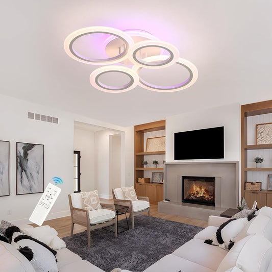 Led Deckenleuchte,50W Deckenlampe Mit Fernbedienung Rund,Weiße Schlafzimmerlampe Dimmbar,Modern Wohnzimmerlampe,Led Lampen Deckenlampen Für Schlafzimmer Küche Flur Kinderzimmer,3000K-6000K