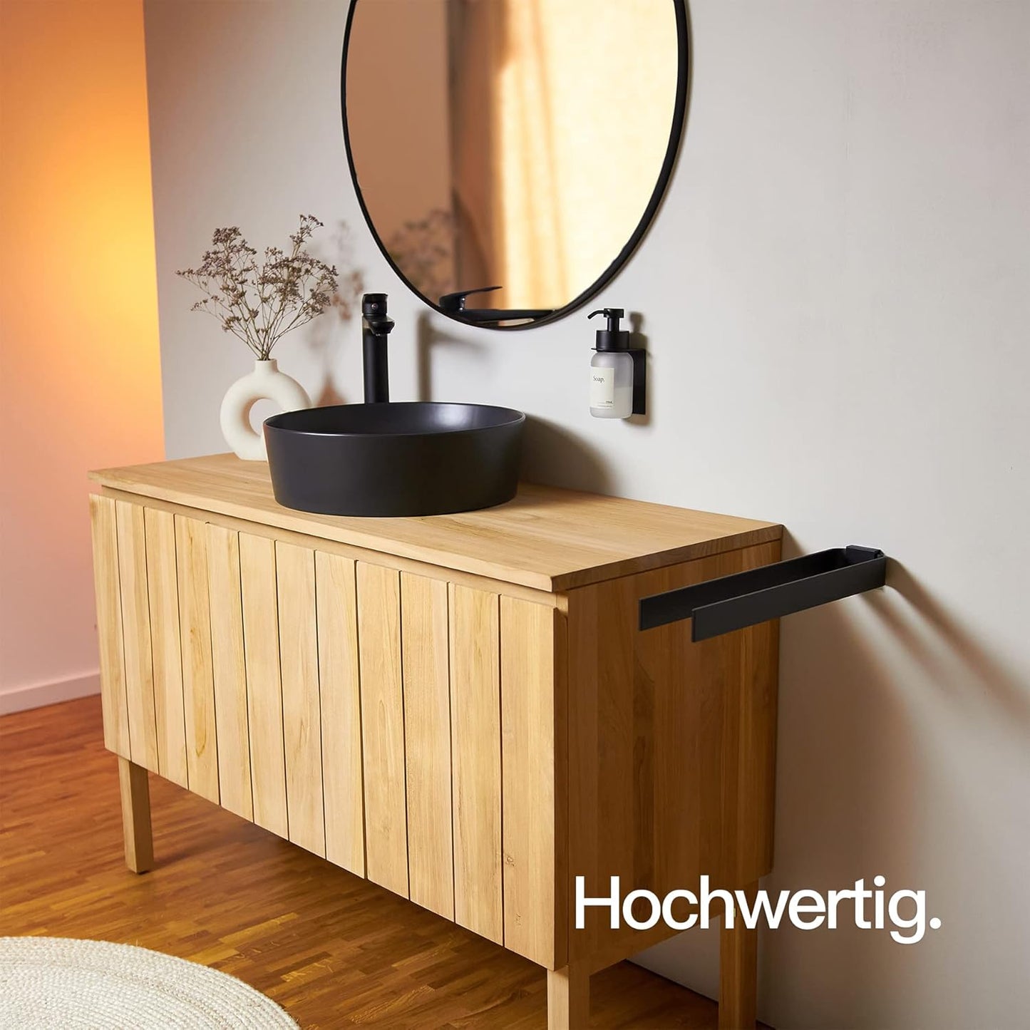 Designfabrik Hamburg Handtuchhalter Zweiarmig 42 Cm | Doppel Handtuchstange Für Bad & Küche | Handtuchhalter Wand | Halterung Für Handtücher | Handtuchhalter Schwarz | Modernes Design