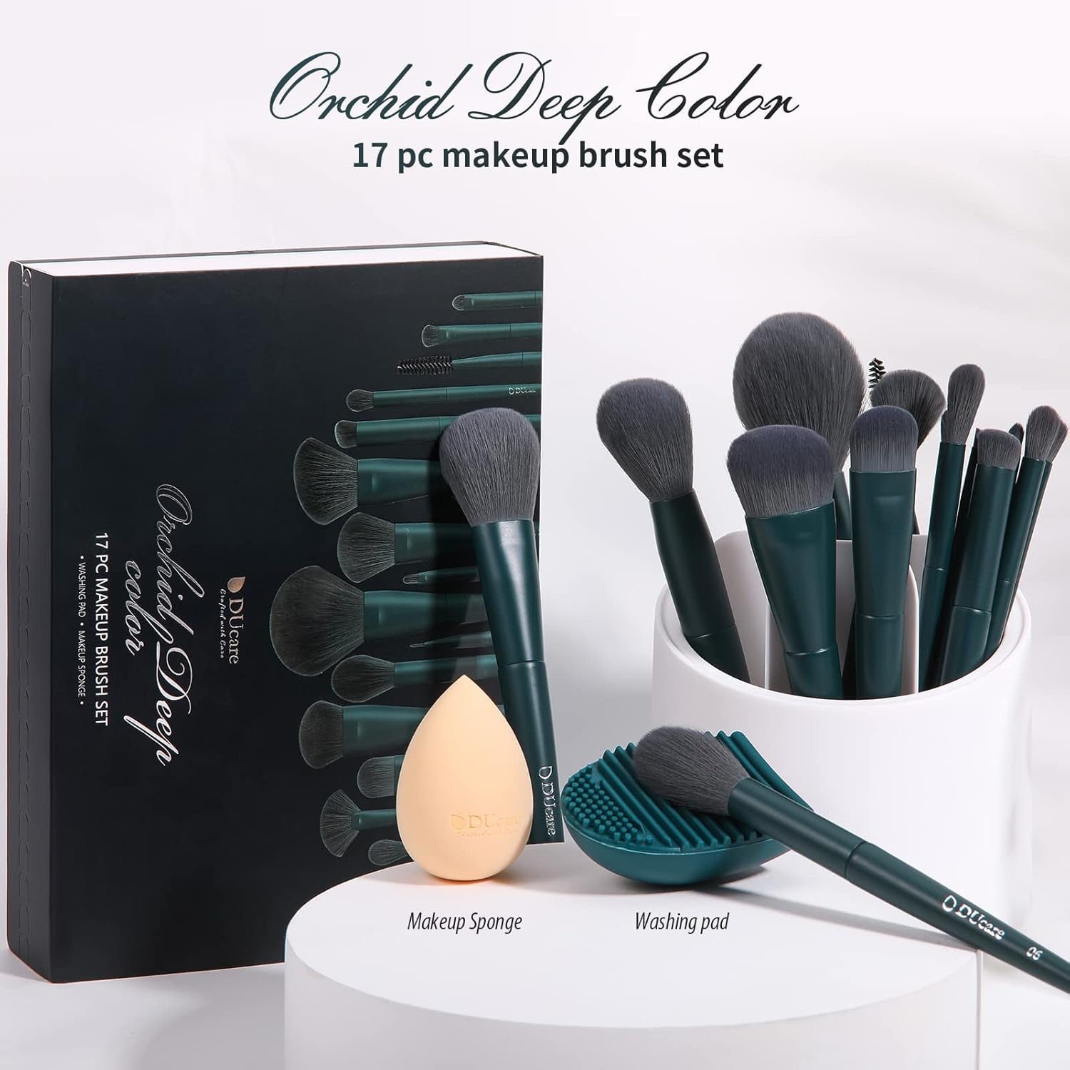 Ducare Make up Pinsel Set 17 Stück Mit Pinsel Reinigungsmatte Und Make up Schwamm Professionelles Premium Synthetic Makeup Pinselset Für Gesicht Lidschatten Eyeliner Foundation Lippen Geschenkbox