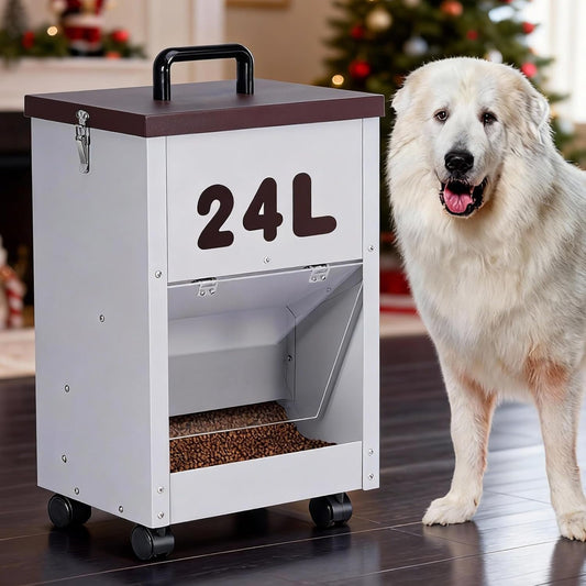 Automatischer Futterspender Für Große Rassen, 13,6 Kg, Für Den Außenbereich, Schwerkraft, Automatischer Hundefutterspender Für Große Hunde, Metall, Verzinkt, Haustierfutterspender (13,6 Kg)