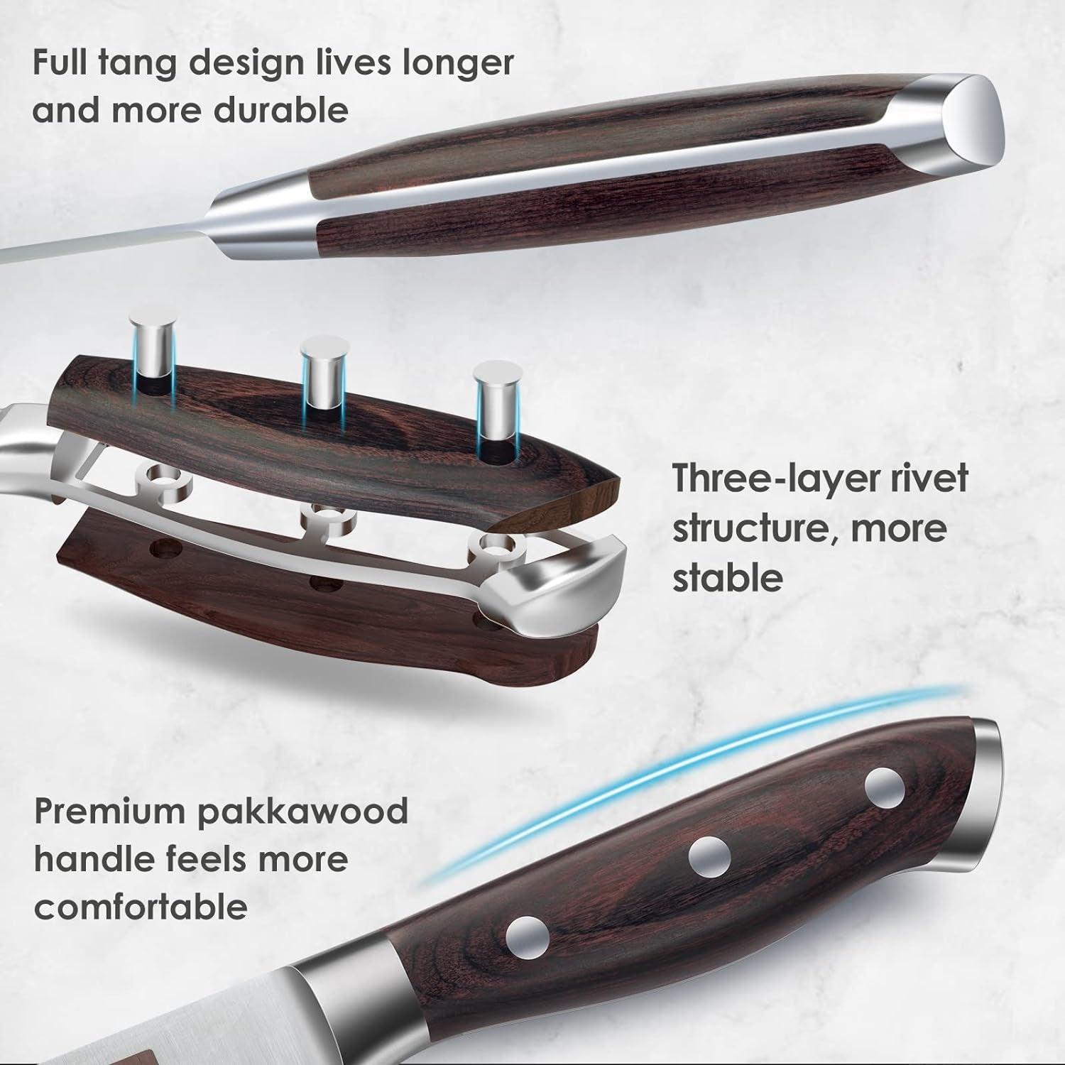 SHAN ZU Messerset 16 Teilig, Japanisches Küchenmesser Set Mit Block, Ultrascharfes Messerset Für Die Küche Mit Block, Professionelles Kochmesserset Mit Schärfer