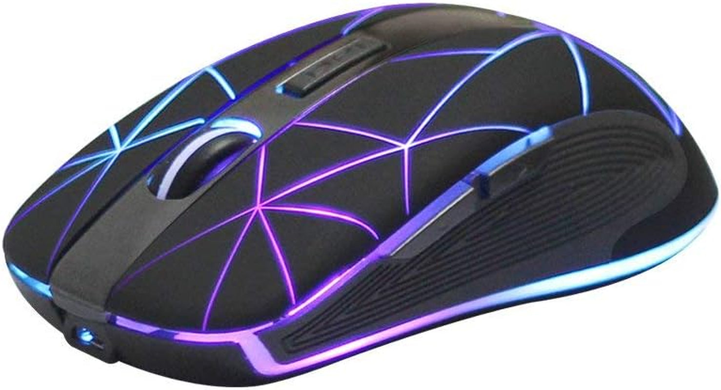 Kabellose Funkmaus, 2.4G Optische Maus Mit USB Nano Empfänger, 7 LED Beleuchtung Für Windows/Mac/Linux, Office Home, Schwarz