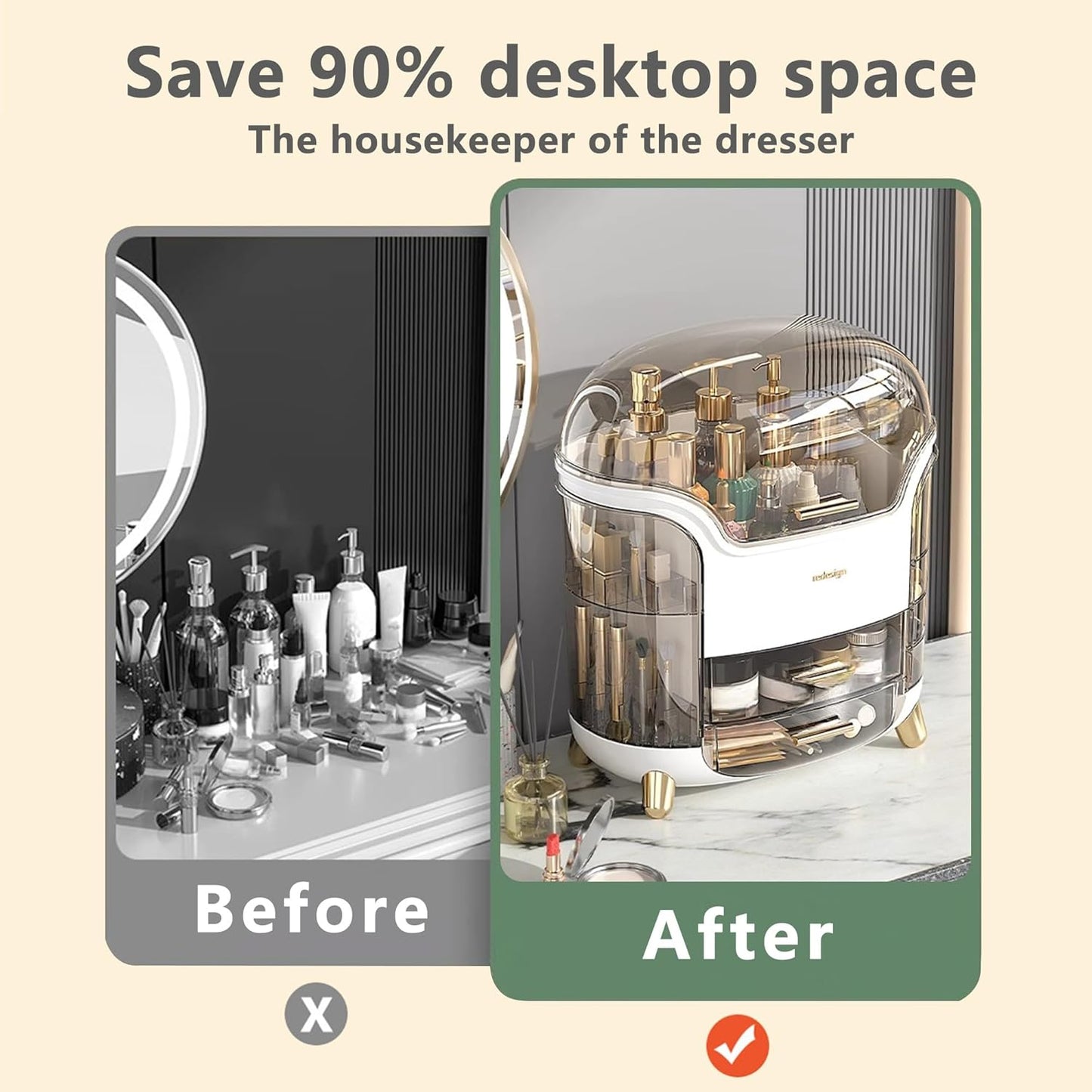 Make up Organizer Mit Schubladen Und Deckel Kosmetik Beauty Aufbewahrung Box Multifunktion Tragbare Schmuck Waschtisch Display Für Schminktisch Pinsel Skincare Haar-Accessoire Arbeitsplatte