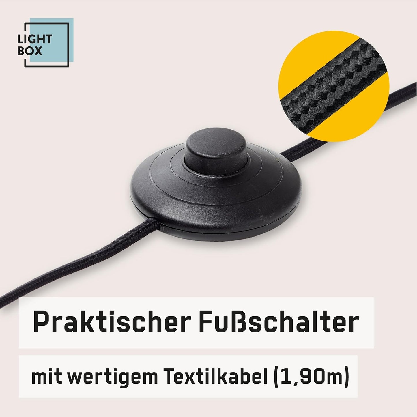 Lightbox LED Stehlampe | 120 Cm | Holz Standleuchte Mit Fuß-Druck-Schalter & LED Profilband | Wohnzimmer Deko Lampe | Aus Aluminium/Metall/Kiefernholz in Schwarz | Contemporary/Industrial Style