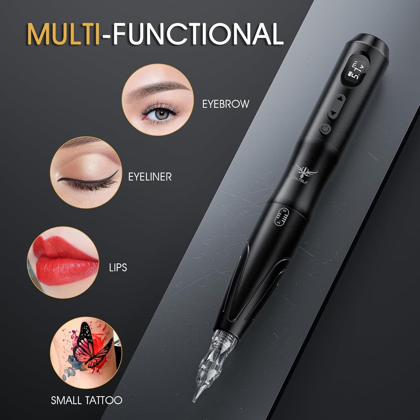 TATELF Kabellos Permanent Make up Maschine Mit 2 Stück Handgriff 10 Stück Patronennadeln Microblading Zubehör Für Lip Eyeliner Ombre Powder Brows Microshading Zubehör