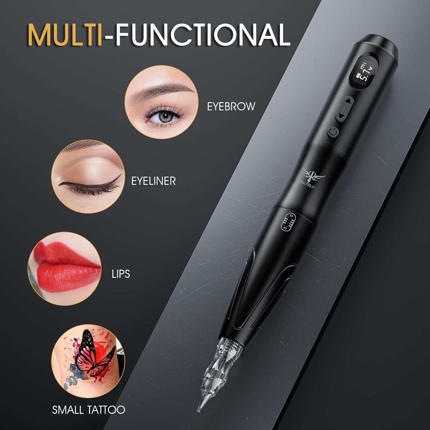 TATELF Kabellos Permanent Make up Maschine Mit 2 Stück Handgriff 10 Stück Patronennadeln Microblading Zubehör Für Lip Eyeliner Ombre Powder Brows Microshading Zubehör