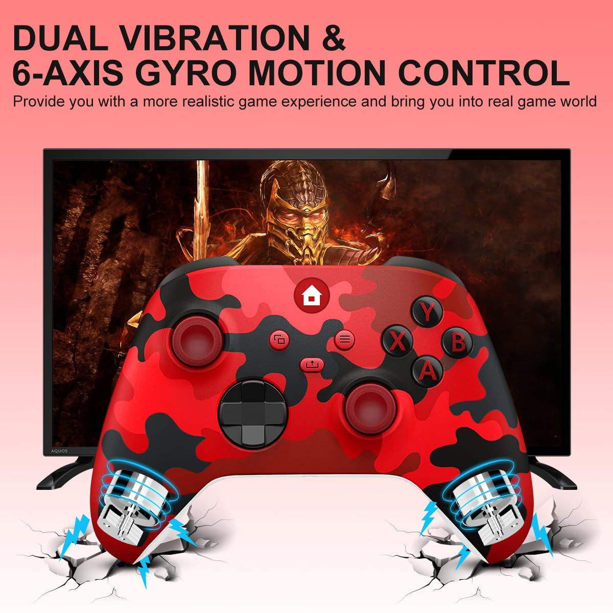 Xbox Controller Wireless Für Xbox One, Xbox Series X/S, Xbox One X/S,Controller Mit 3.5Mm Kopfhörerbuchse,Mit 2.4Ghz Wireless Adapter,Camo Rot