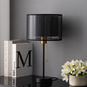 Tischlampe Moderne E27 Nachttisch Lampe,Vintage Tischleuchte Mit Stoff Lampenschirm Bürolampe,Leselampe,Deko Table Lampe Schreibtischlampe Retro Für Schlafzimmer,Wohnzimmer (Schwarz)