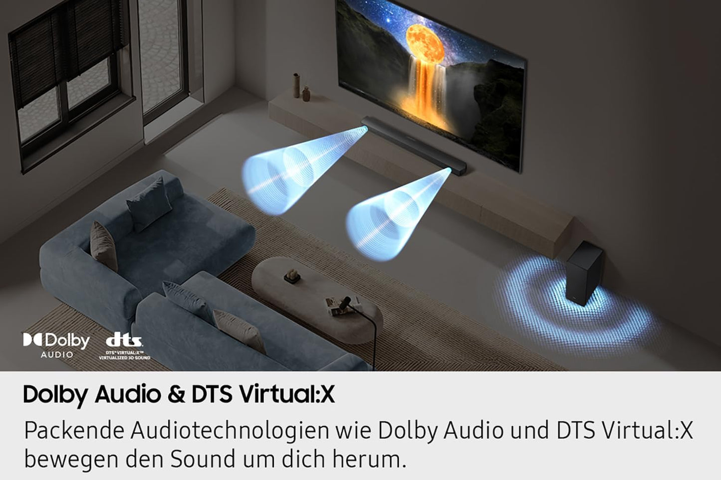 SAMSUNG HW-B460GF B-Series 2.1-Kanal-Soundbar Für Fernseher, Tv-Lautsprecher Mit Kabellosem 6,5"-Subwoofer, Game Mode, Adaptive Sound, Bass-Boost-Modus, Virtueller Surround Sound