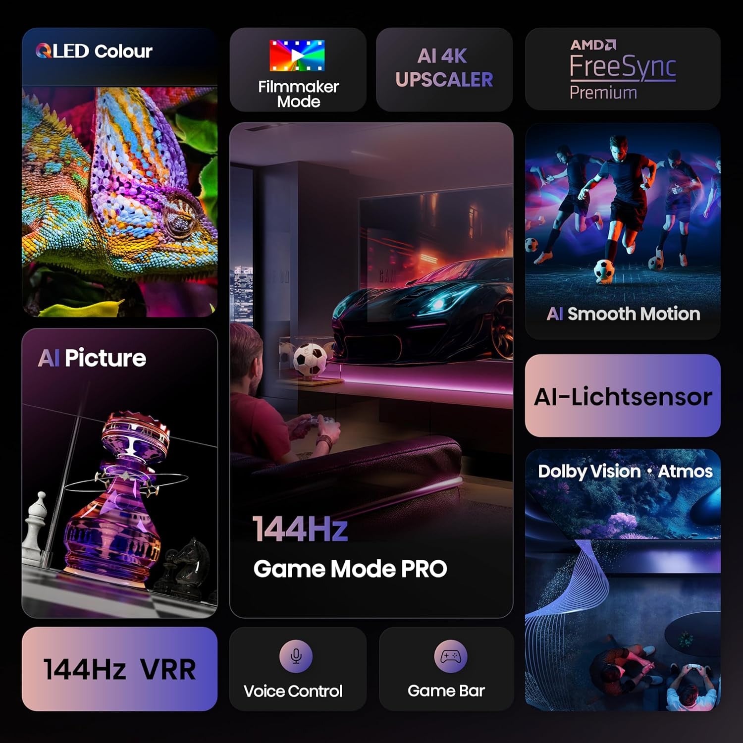 Hisense 43E7Q PRO Fehrnseher,43 Zoll, 4K UHD QLED, Smart Tv,144Hz Game Mode Pro,Filmaker Mode, AMD Freesync Premium,Ai HDR Upscaler,Dolby Vision Iq,Dolby Atmos,Sprachsteuerung [2025]