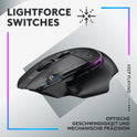 Logitech G502 X plus LIGHTSPEED Kabellose Rgb-Gaming-Maus - Optische Maus Mit LIGHTFORCE Hybridschaltern, LIGHTSYNC RGB, HERO 25K Gaming-Sensor, Kompatibel Mit PC - Macos/Windows - Schwarz
