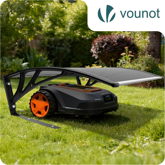 VOUNOT® Mähroboter Garage, Rasenmäher Rasenroboter Carport Überdachung Mit Metallfüßen, Wetterfest, Schutz Vor Laub, Uv-Schutz, 104×80×50 Cm, Grau