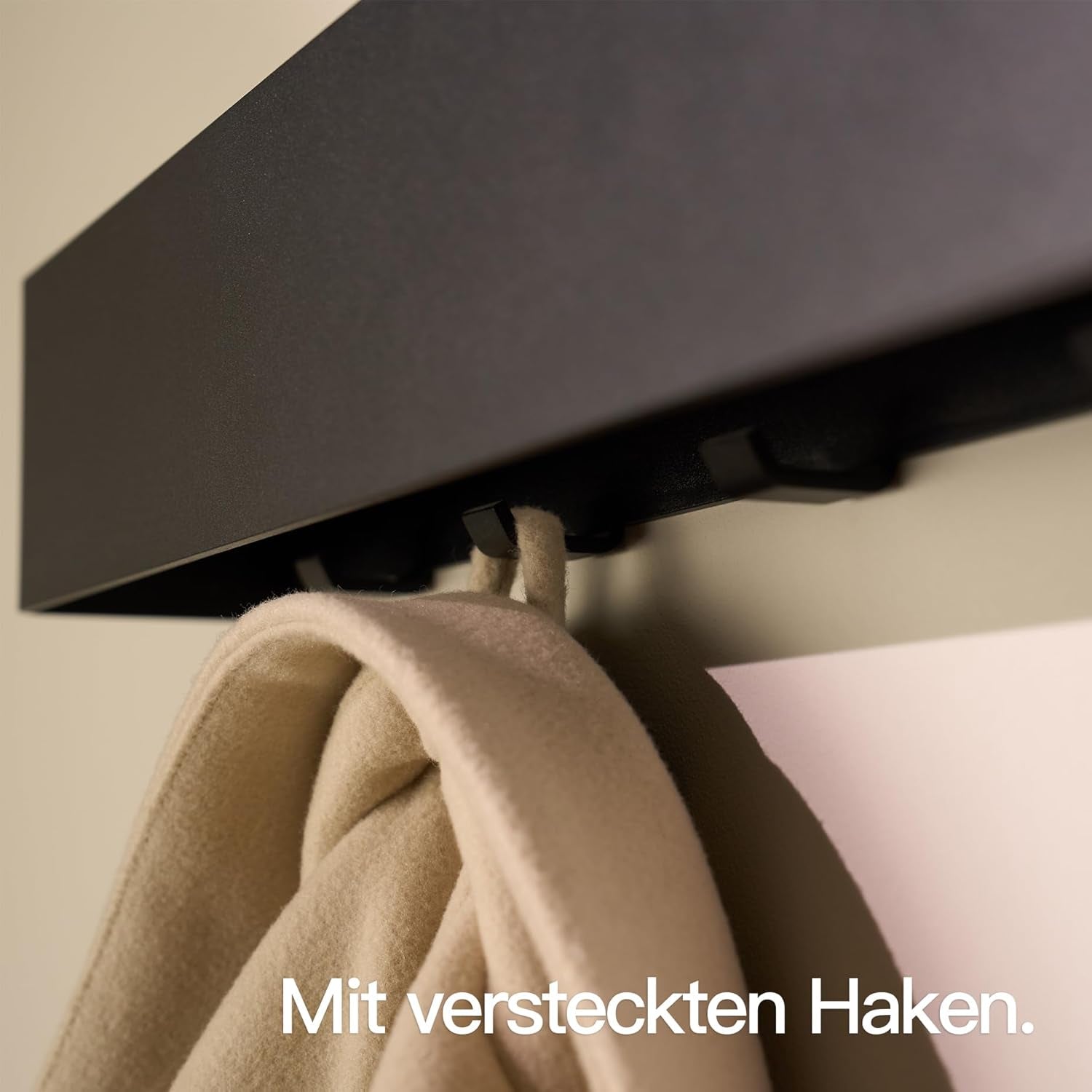 Designfabrik Hamburg Wandgaderobe | Garderobe Mit Verdeckten Wandhaken | Garderobenleiste Aus Metall | Kleiderhaken | Garderobe Modernes Design 80 Cm Matt Schwarz