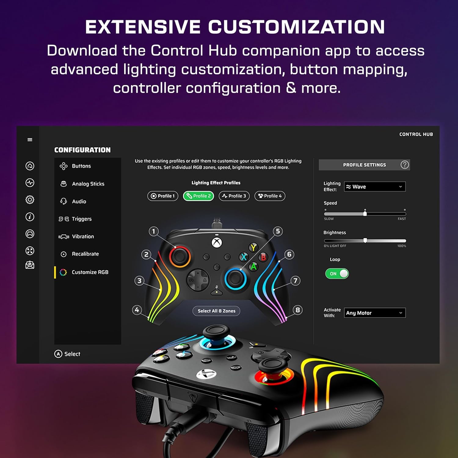 Turtle Beach Afterglow Wave Controller Schwarz Wired RGB Gaming Controller – Lizenziert Für Xbox Series X Oder S, Xbox One Und Windows