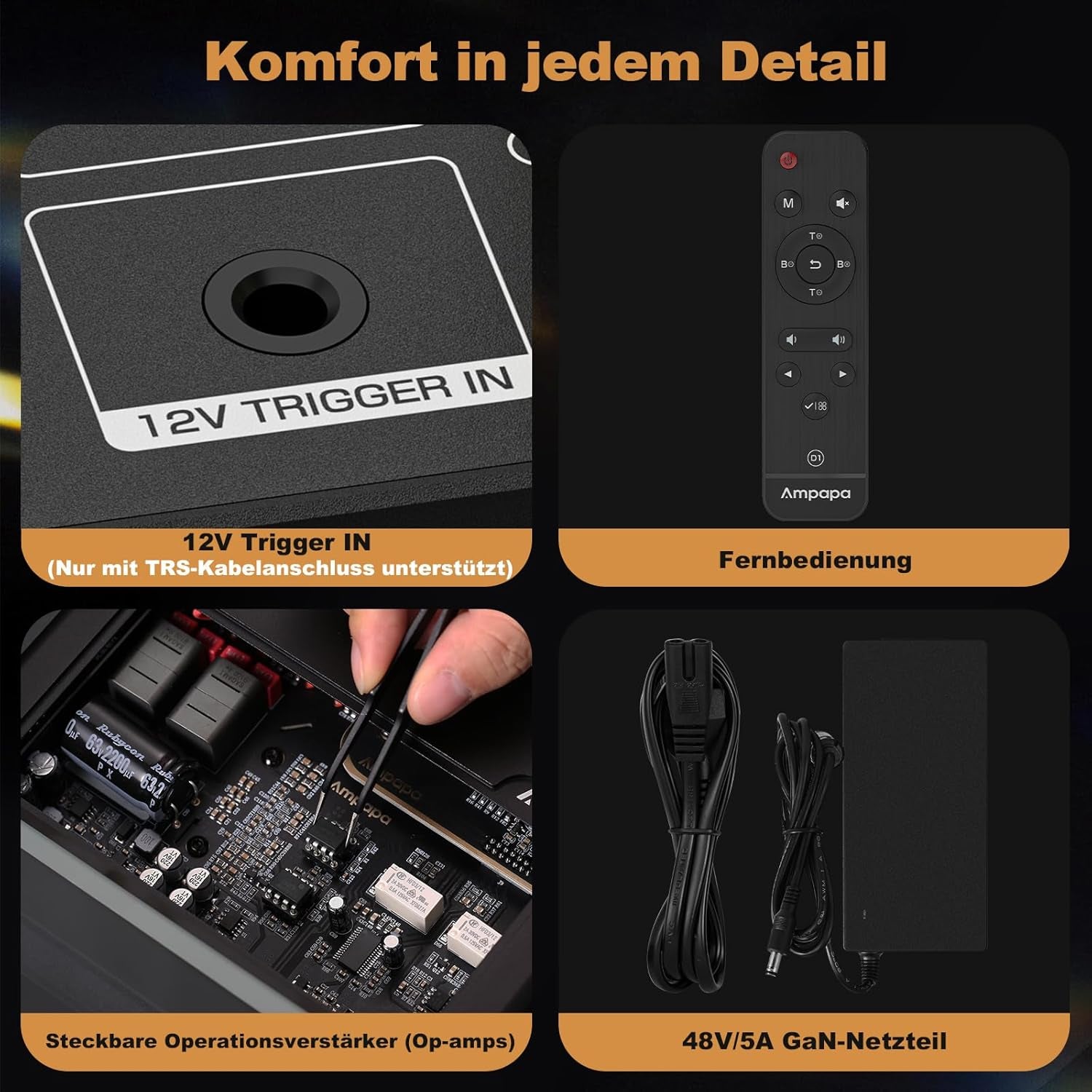 D1 2-Kanal Bluetooth Verstärker: Hifi 300W×2 Stereo Amplifier Mit HPF | Digitalem Vu-Meter | SUB Pre-Out | Symmetrischem Trs-Eingang | Klangregelung & Fernbedienung Für Heimkino- Und Regalla