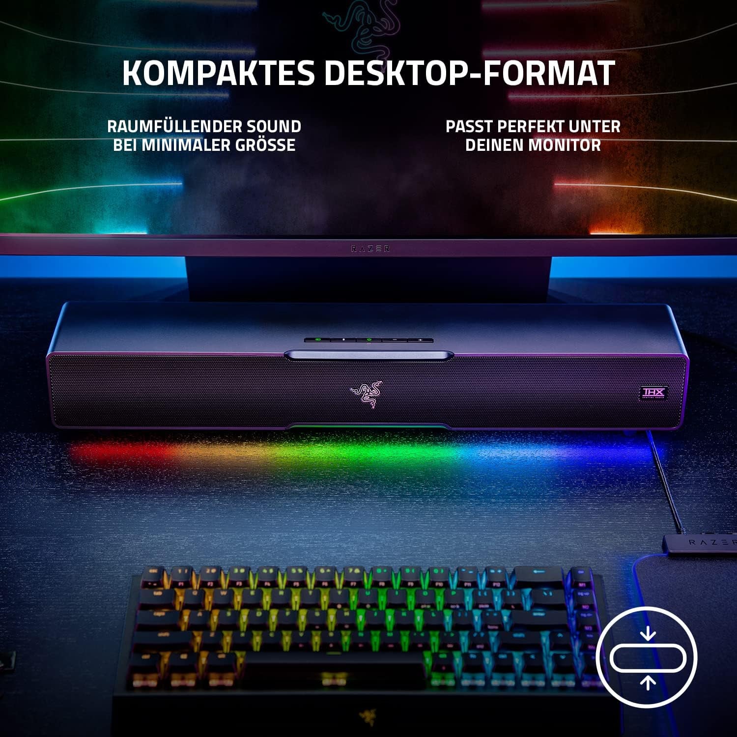 Razer Leviathan V2 - Pc-Gaming-Soundbar (Mit Dolby 5.1 Surround Sound, Leistungsstarkem Subwoofer Für Tiefe Bässe, Ideal Für Gaming, Filme Und Musik) Schwarz