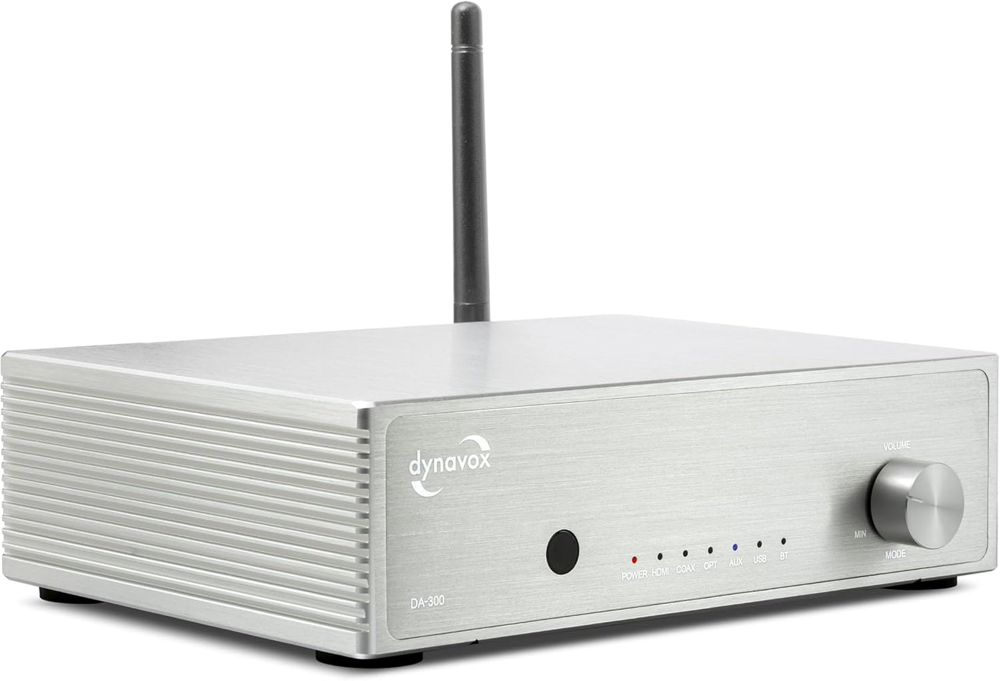Dynavox DA-300 Hifi Verstärker, Kompakter Class-D Stereo-Digitalverstärker Mit HDMI ARC, BT 5.0, USB, Optisch & Koaxial, Edles Aluminiumgehäuse, Ideal Für Tv-Sound & Musikstreaming, Silber