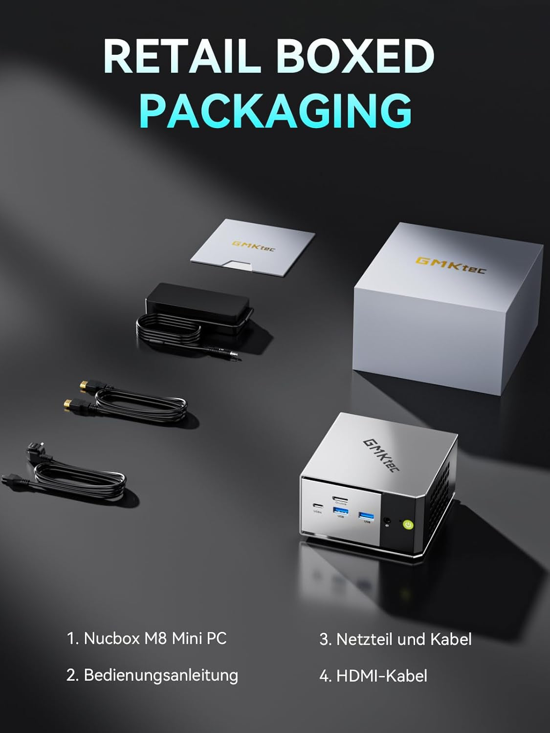 Gmktec AMD Mini Gaming PC Ryzen 5 Pro 6650H(Beats 5825U/7430U 6K/12T) Mini-Pc M8 16GB DDR5 6400, 1TB M.2 SSD, Mit Oculink|Dual 2.5G Lan|Wifi6E|Triple 8K Display, Micro PC Für Büro/Gaming/Zuhause