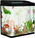 Aquarium Komplettset 30 Liter | Mit Led-Beleuchtung, Pumpe & Filter | 38X24X43 Cm Glasbecken | Gebogene Frontscheibe Für Panoramablick | Nano Aquarium Für Fische & Pflanzen | Schwarz