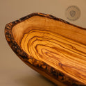 Das Olivenholzbrett® / Typisch Schmal Geschnittene Baguetteschale Olivenholz/Brotschale Aus Holz, Naturbelassener Rand, 25 Cm