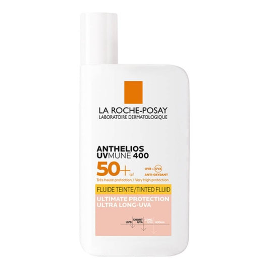 La Roche Posay Anthelios Invisible Fluid, Getönt Uvmune 400 Mit LSF50+, Sonnenfluid Für Empfindliche, Zu Sonnenallergie Neigende Haut, Mit Mexoryl Und Netlock-Technologie, 50 Ml