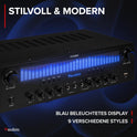 AV560EQ - 5.1 Hifi Verstärker Mit Bluetooth, 390 Watt AV Receiver & Stereoanlage Für Heimkino, TV & Musik - Verstärker Hifi Stereo Mit Subwoofer-Out, USB, Fm-Radio, 2X Mikrofon, Equalizer
