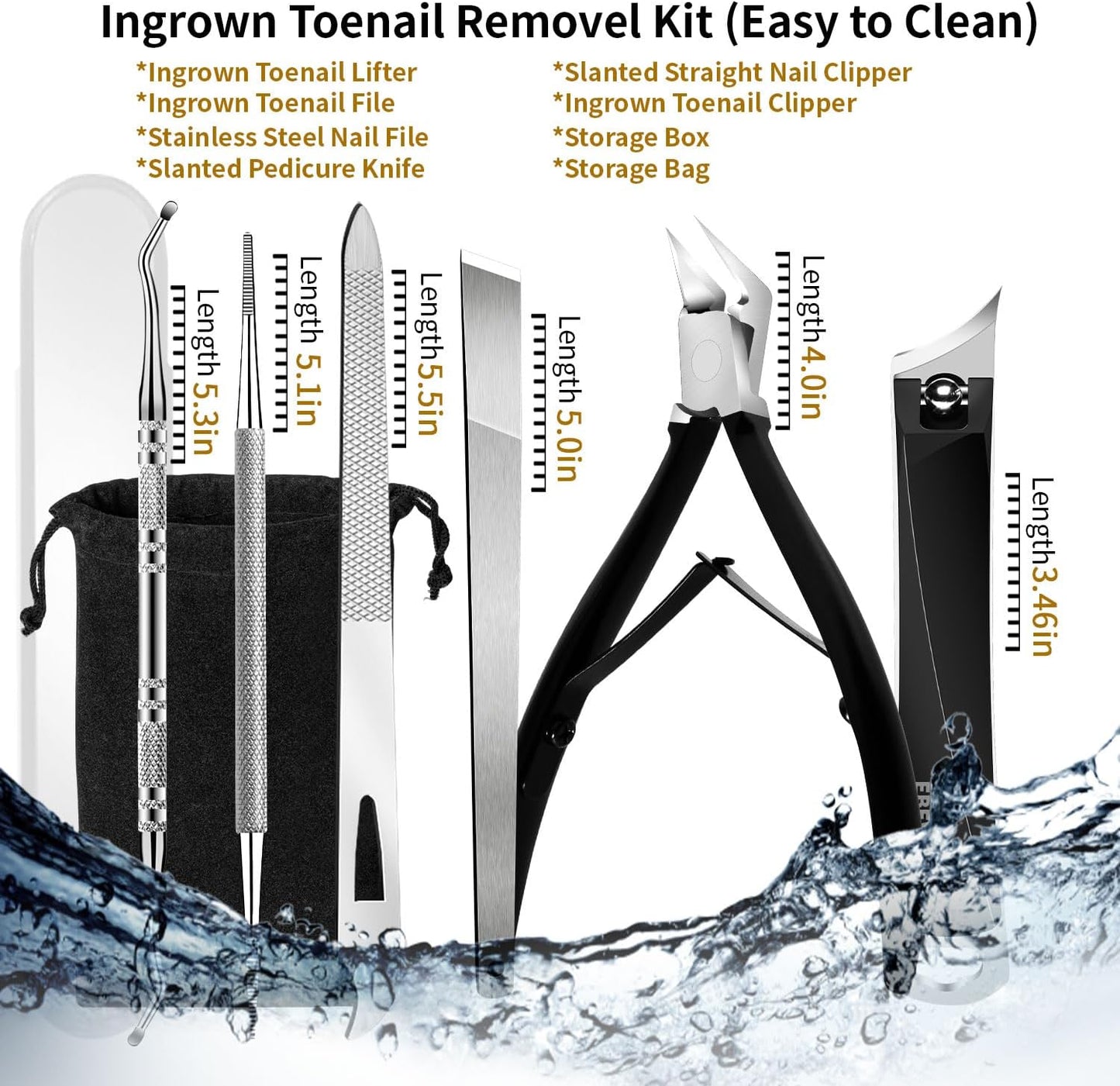 Entfernungsset Für Eingewachsene Zehennägel, 6 Stück, Edelstahl, Gerade, Schräge Und Gebogene Nagelknipser Für Eingewachsene Nägel, Professionelles Pediküre-Werkzeug Zu Hause
