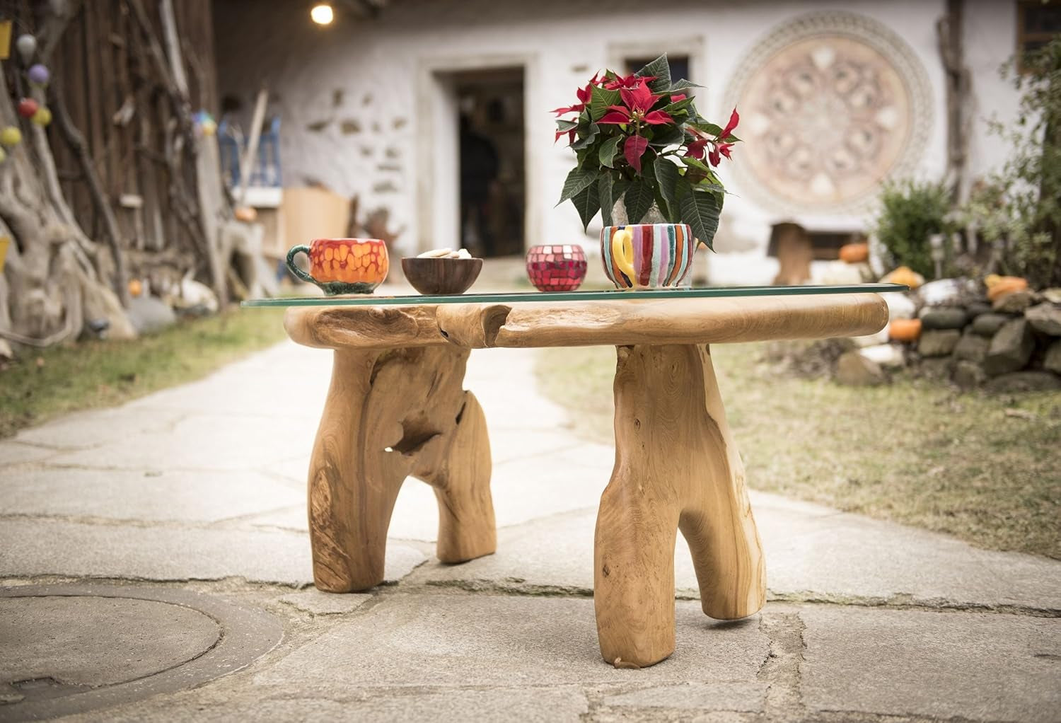 Windalf Couchtisch IDA L: 110 Cm Fliegende Eule Handarbeit Aus Wurzelholz